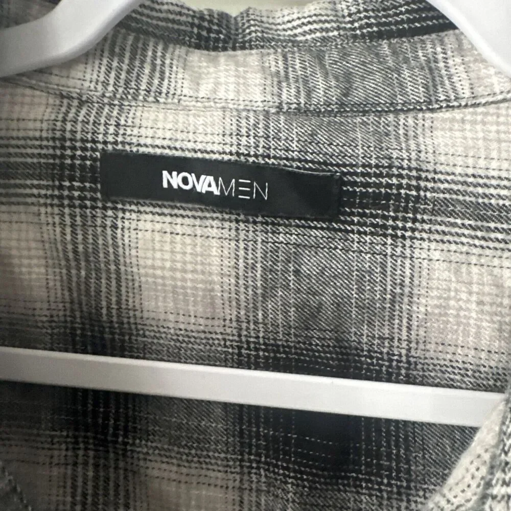 Nova Men Flannel Shirt XXXL Plaid Skater Embroidered Skull Savage Pockets Street